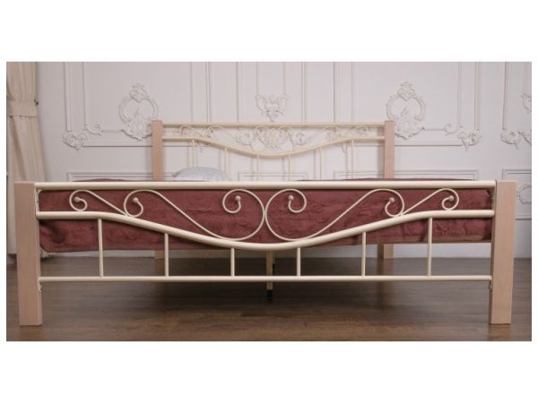 Кровать металлическая Эмили MELBI на деревянных ножках