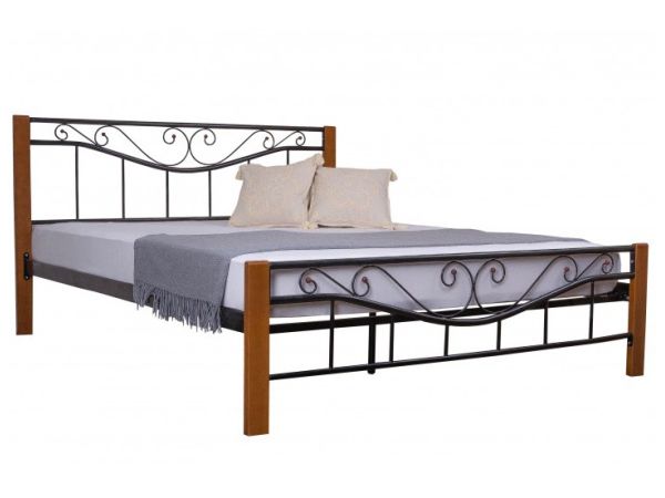 Кровать металлическая Эмили MELBI на деревянных ножках