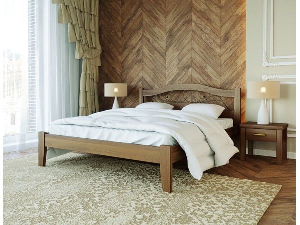 Кровать двуспальная деревянная Афина-1 Меблі Лев