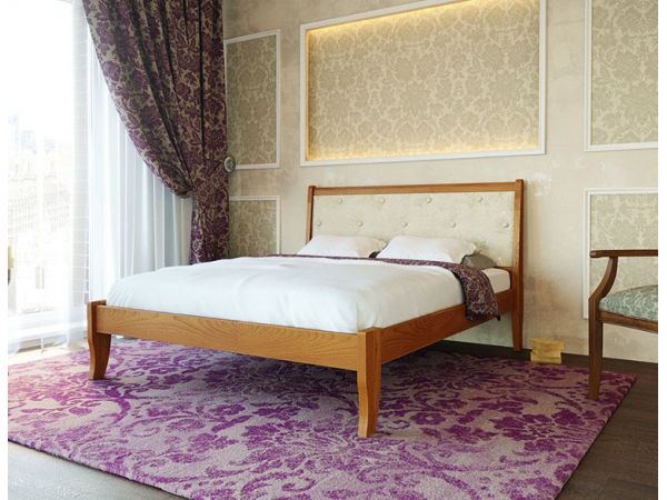 Кровать деревянная Монако Меблі Лев с мягким изголовьем
