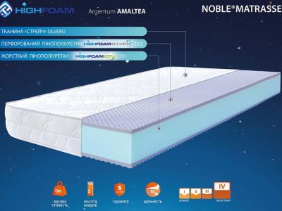 Матрац безпружинний Noble Argentum Amaltea Highfoam