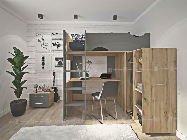 Кровать-стол с выдвижным шкафом Мальмо LION