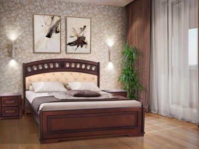 Кровать деревянная Фелиция МИКС-мебель с мягким изголовьем