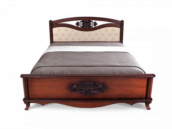 Ліжко дерев'яне Грація МІКС-меблі з м'яким узголів'ям