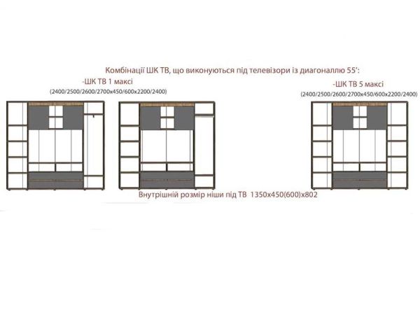 Шафа купе під телевізор Максі 450 Берегиня