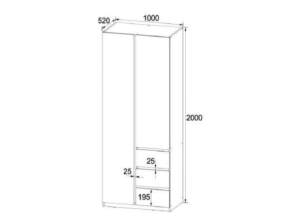 Шкаф двухдверный с ящиками Брайт 1000 Мастер Форм
