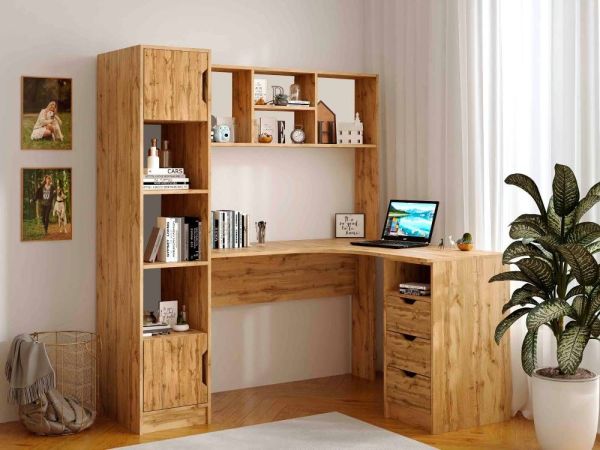 Стол письменный угловой с надставкой и пеналом Teenager Viorina-Deko