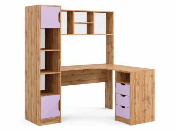 Стіл письмовий кутовий з надбудовою та пеналом Teenager Viorina-Deko