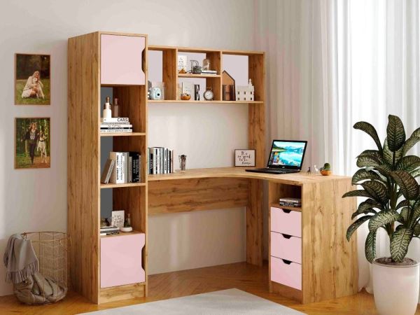 Стол письменный угловой с надставкой и пеналом Teenager Viorina-Deko