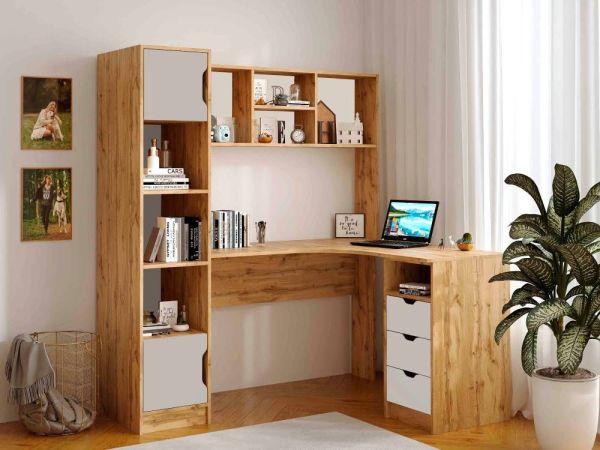 Стол письменный угловой с надставкой и пеналом Teenager Viorina-Deko