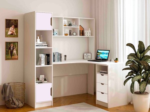 Стіл письмовий кутовий з надбудовою та пеналом Teenager Viorina-Deko