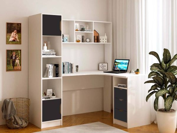 Стіл письмовий кутовий з надбудовою та пеналом Teenager Viorina-Deko