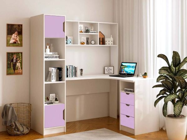 Стол письменный угловой с надставкой и пеналом Teenager Viorina-Deko