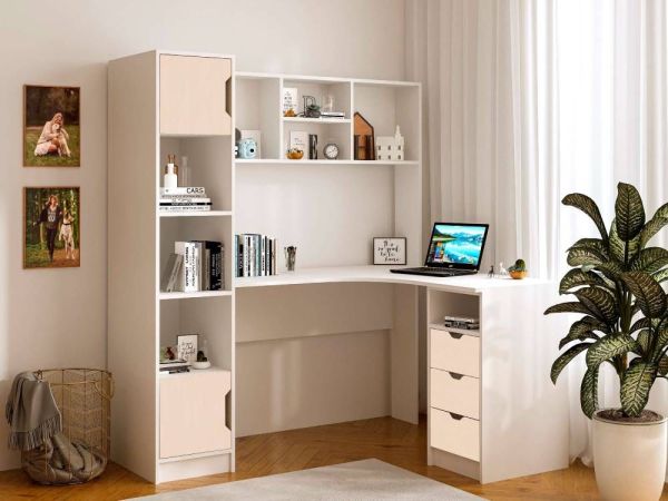 Стол письменный угловой с надставкой и пеналом Teenager Viorina-Deko