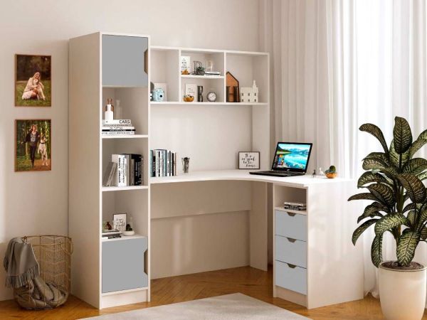 Стол письменный угловой с надставкой и пеналом Teenager Viorina-Deko