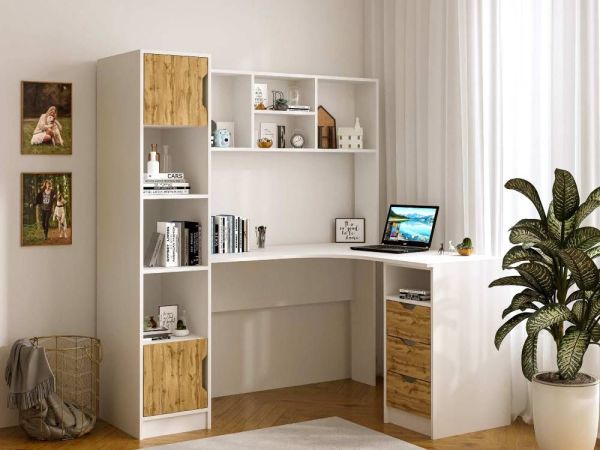 Стіл письмовий кутовий з надбудовою та пеналом Teenager Viorina-Deko