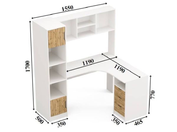 Стол письменный угловой с надставкой и пеналом Teenager Viorina-Deko