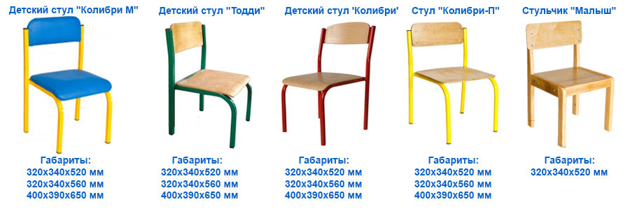Размеры стульчиков для детского сада