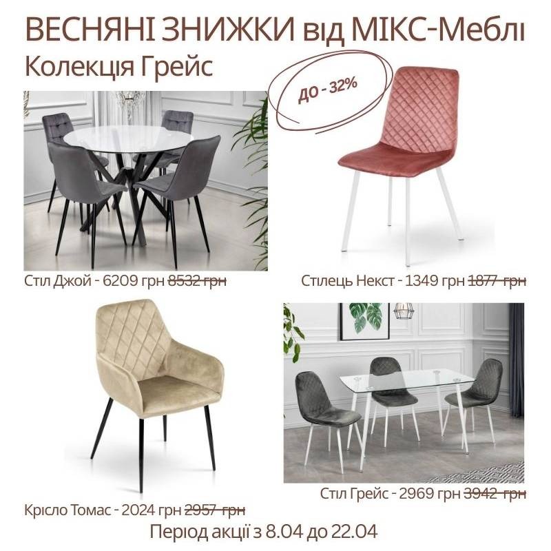 Весняні знижки до 32% від Мікс-меблі